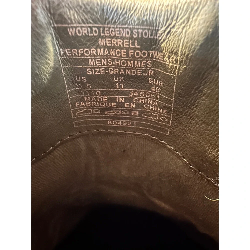 Merrell Shoes Slip On Loafers Mens US 11.5 Brown Leather Comfort Casual Shoes - Picture 3 of 10